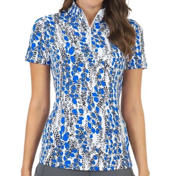 IBKUL Women's Kamila Short Sleeve Mock 1/4 Zip Pullover Top Size XXL - Picture 1 of 4